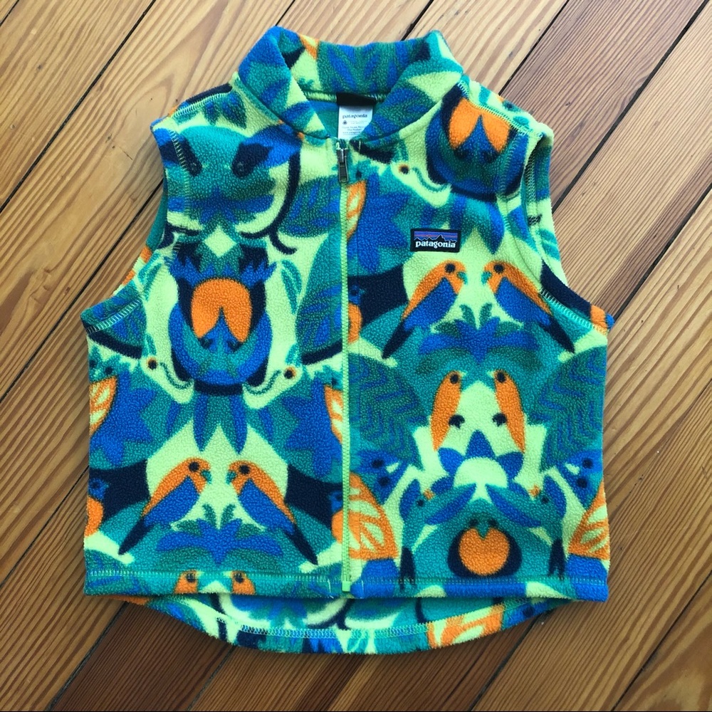 Patagonia fleece vest with birds